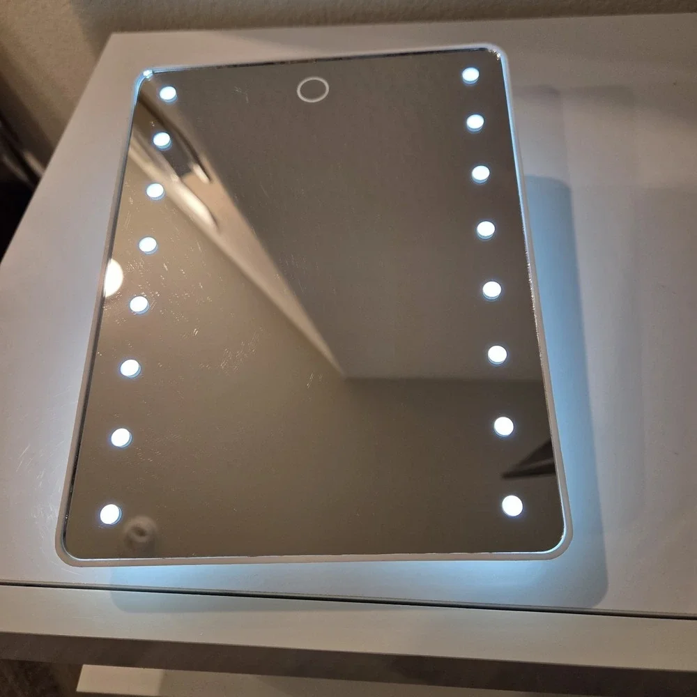 Cosmetic Mirror with LED Lights Touch Switch Battery Vanity Stand Travel